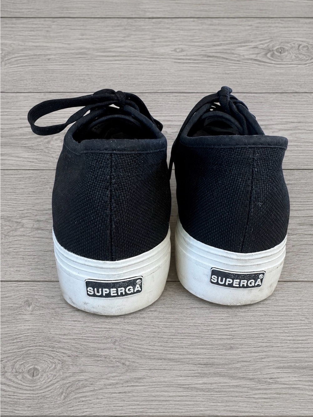 Superga 2790 Platform Canvas Sneakers Black White Size 9.5 - Picture 4 of 6